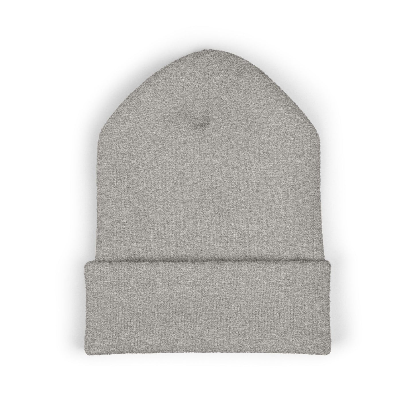 Embroidered Cuffed Beanie — Minimal Longhorn Logo Knit Hat